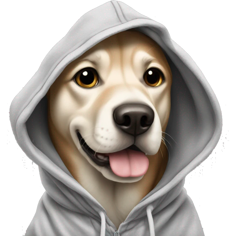 Dog wearing a hoodie ￼ emoji