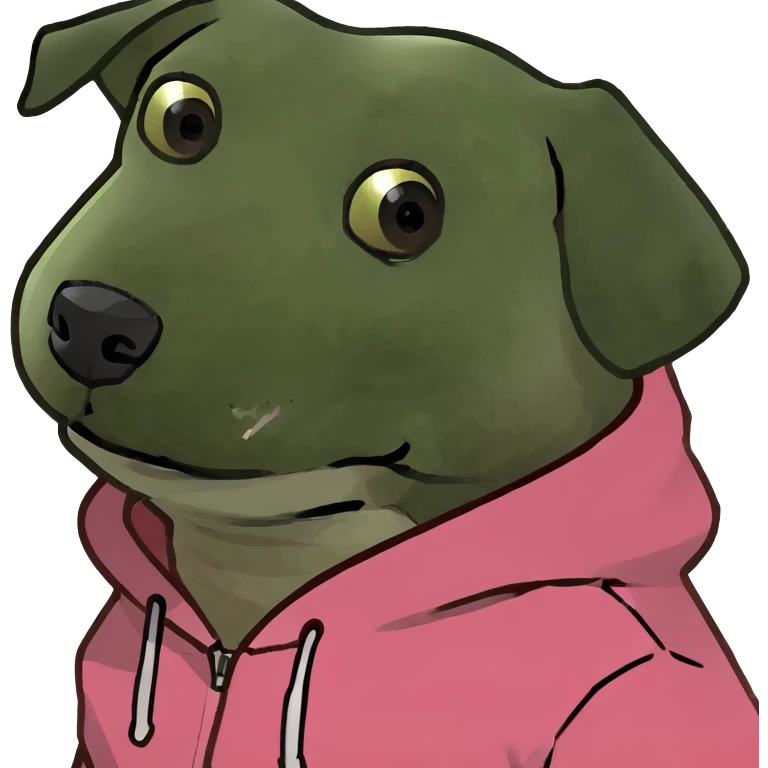 Dog wearing a pink hoodie emoji