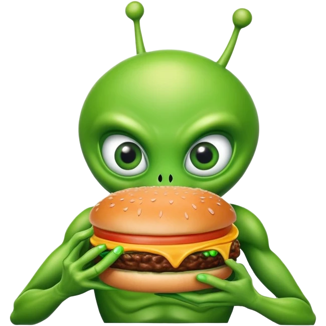 Alien eating burger emoji