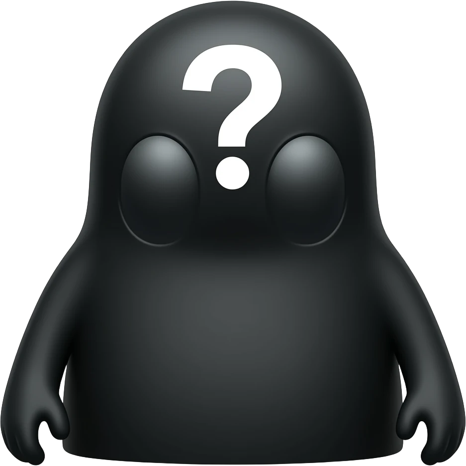 something mysterios.....it is blacked out but has a white ? on its face it is not a boy it is not a girl...........we dont know what it is emoji