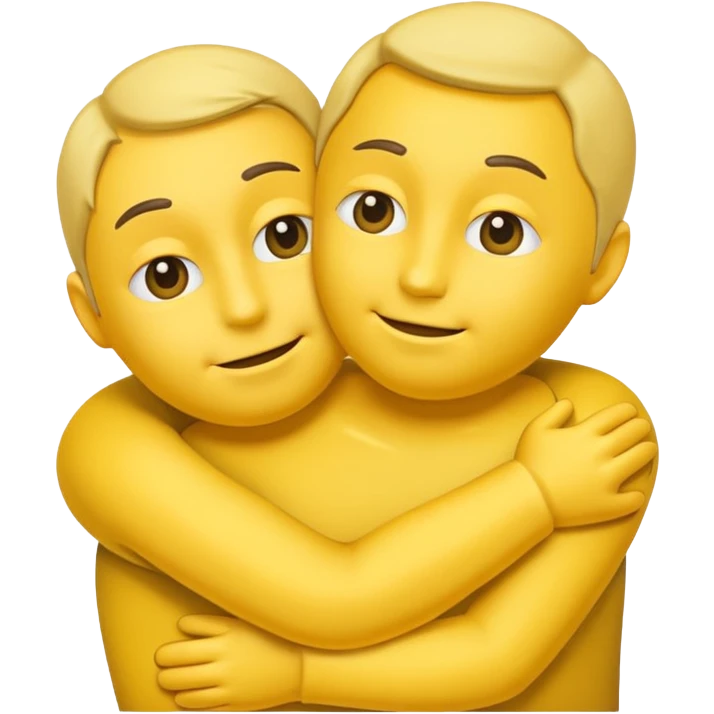 neutral poker face emoji, gently hugging another emoji, friendly and inviting emoji