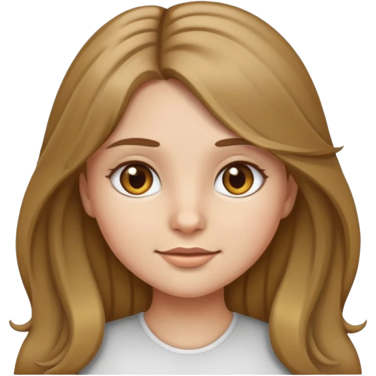 Girl emoji with dark blonde hair, long hair and hazel eyes emoji