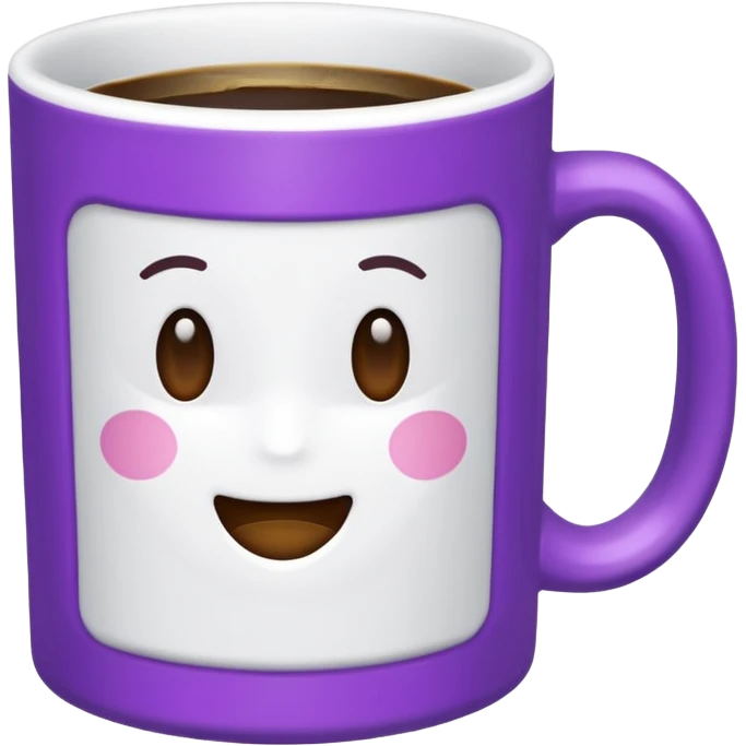 Emoji de taza blanca de la serie ‘friends’ el marco color morado emoji