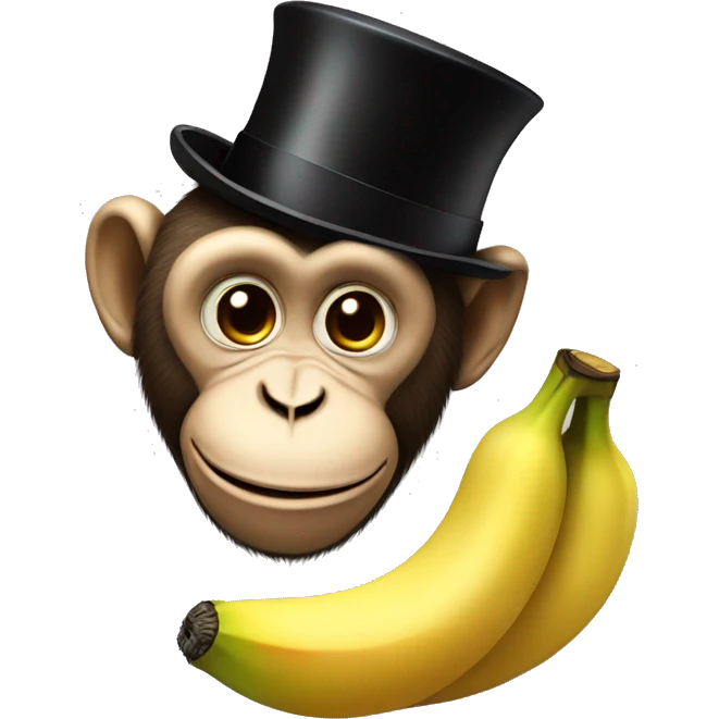 Monkey with a top hat winking with a banana  emoji