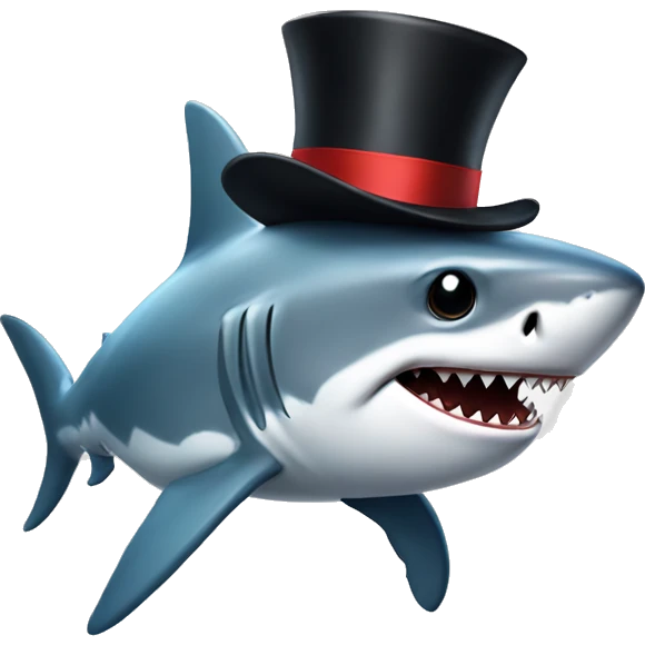 Shark with tophat  emoji