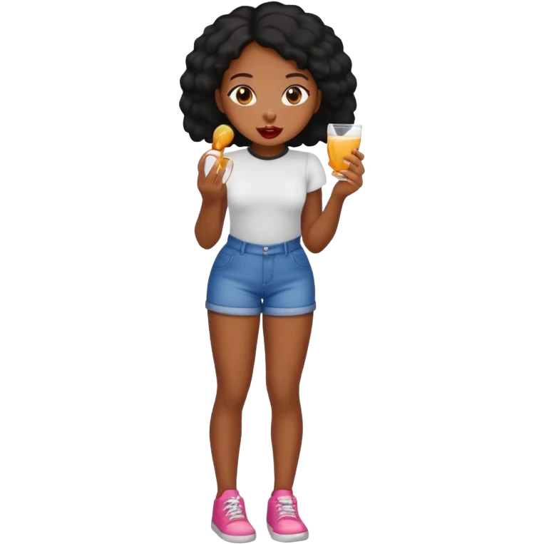 A black girl, naked showing full body licking pussy emoji