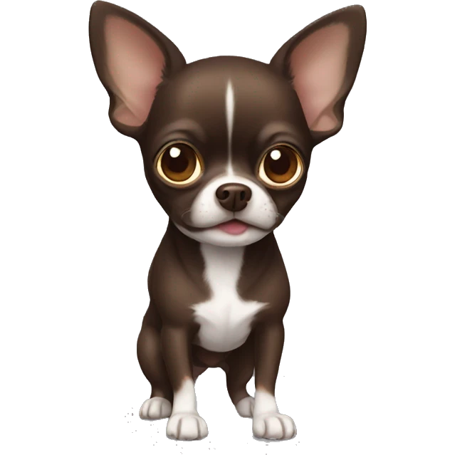 A dark brown chihuahua with a white patch on its forehead emoji