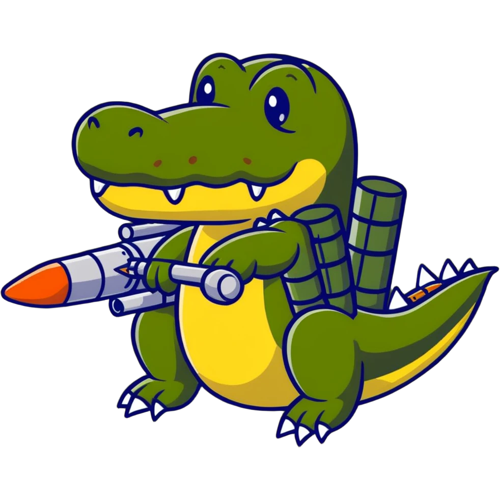 Battle crocodile with bombs, military alligator emoji