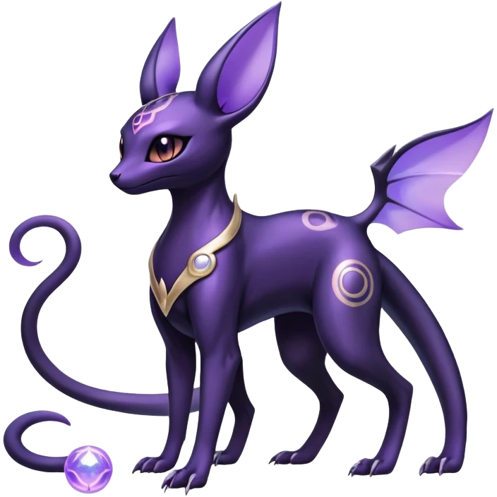 Shiny Ethereal Celestial Futuristic Divine Salandit-Umbreon-Espeon-Hybrid (Full body) emoji