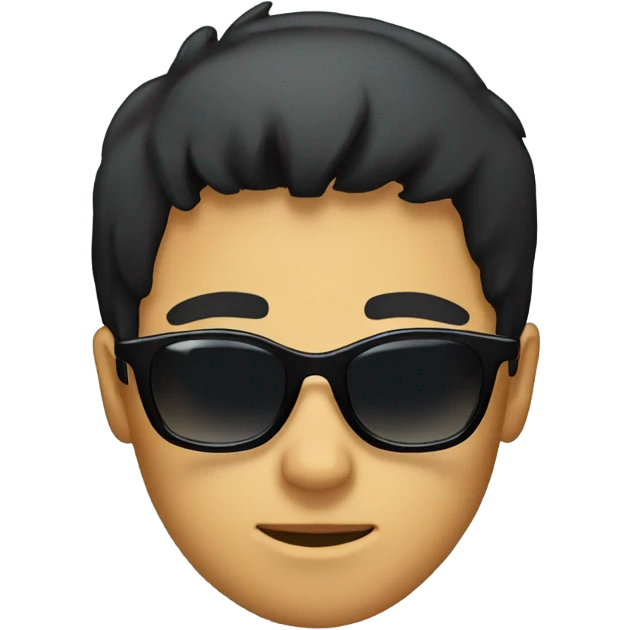 A boy face that have side cut, black hair, with sunglass emoji