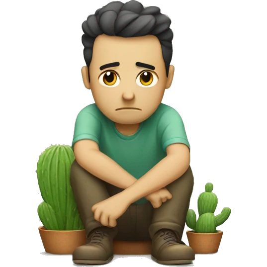 sad man sitting on little cactus emoji