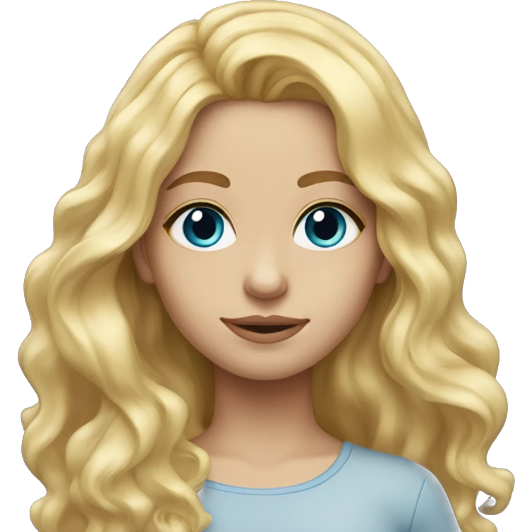 blonde long wavy hair middle part girl blue eyes  emoji