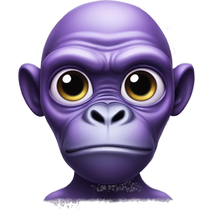 Alien gorilla hybrid purple skin big eyes big head emoji