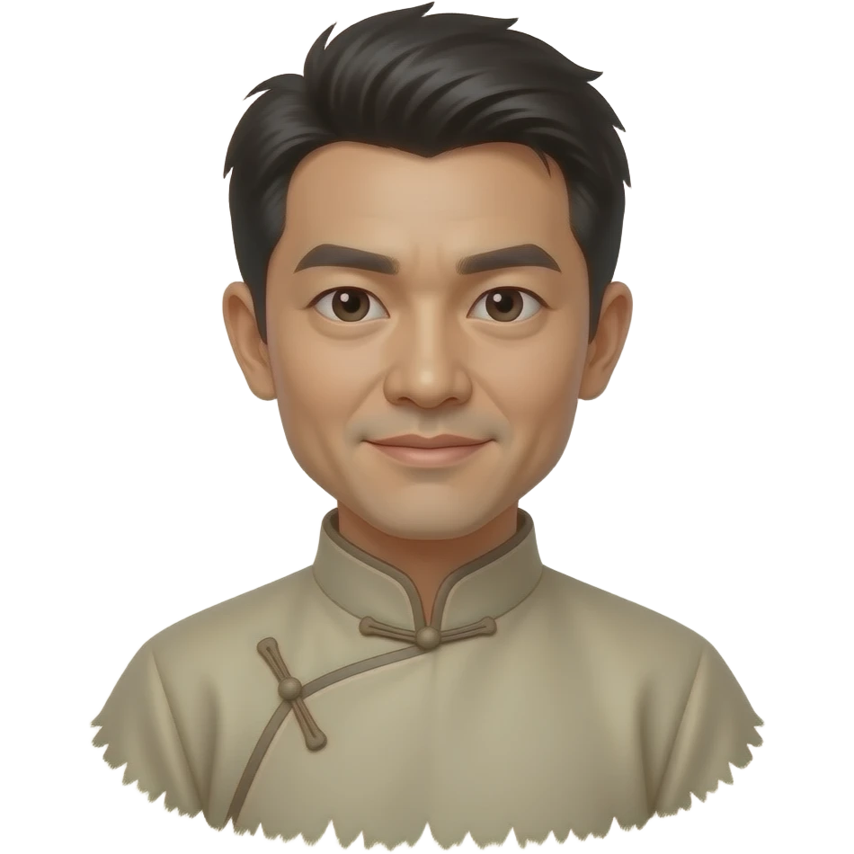 chinese man with chinese costume with faded cut emoji