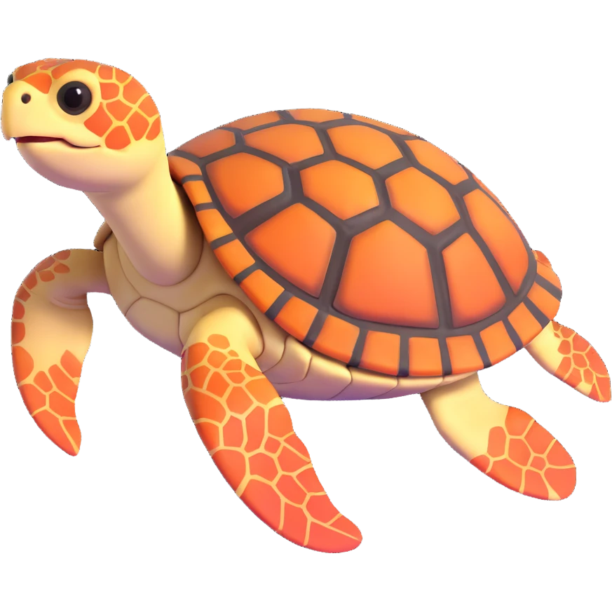 cute hawksbill turtle, round and friendly emoji
