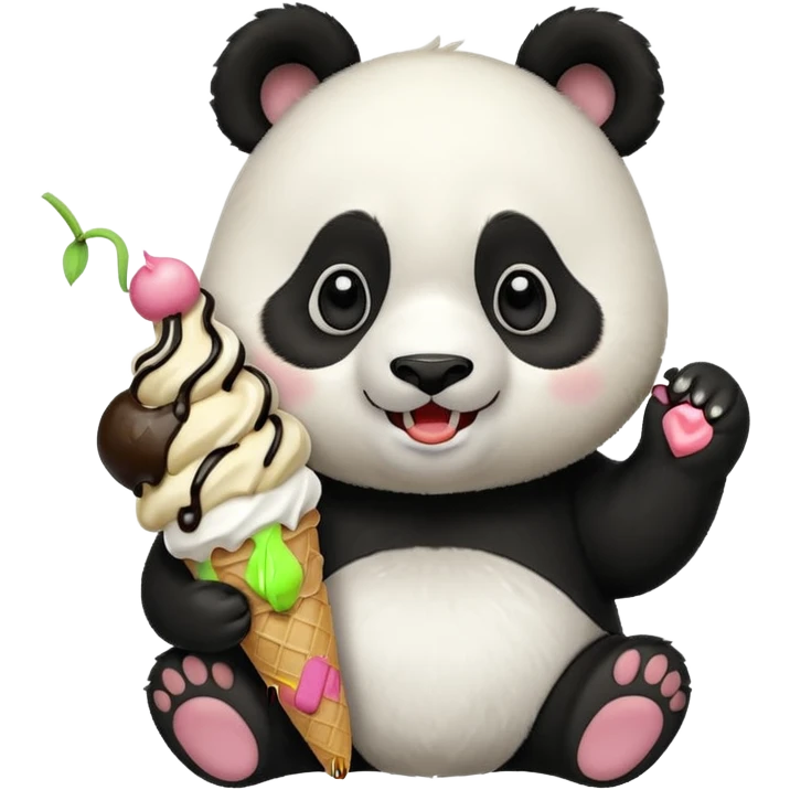 Panda eating ice cream emoji