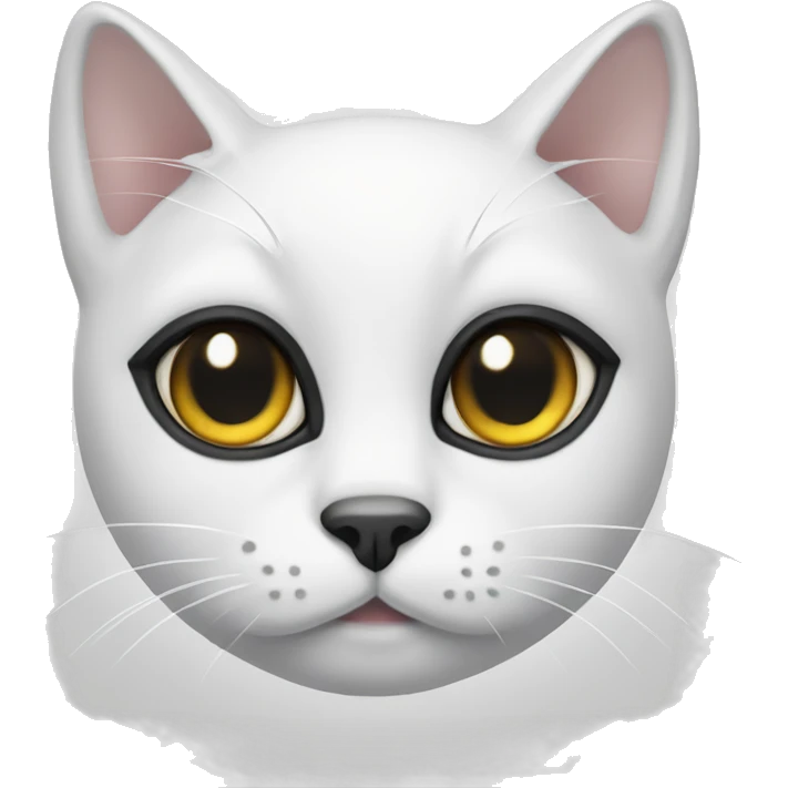 white cat with two black patches above the eyes emoji