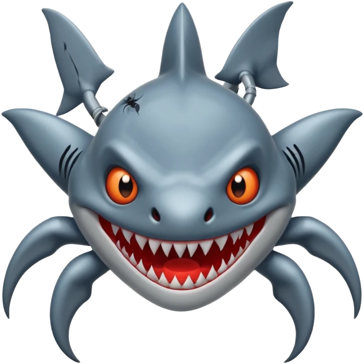 Ein riesiger hai mit spinnen Beinen und 14 Augen  emoji