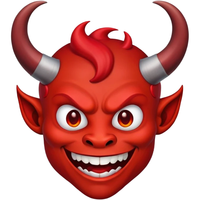 Scary red devil with horns and evil grin emoji