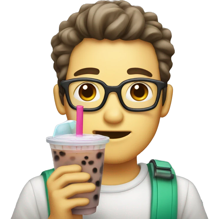 cute toolshop man drinking bubble tea emoji