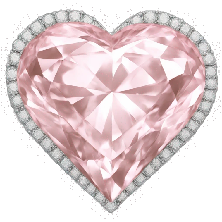 Silver light pink diamond ring heart emoji