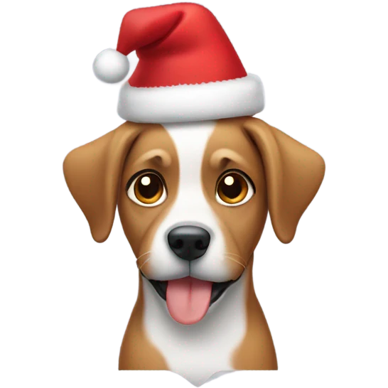 dog wearing christmas hat emoji