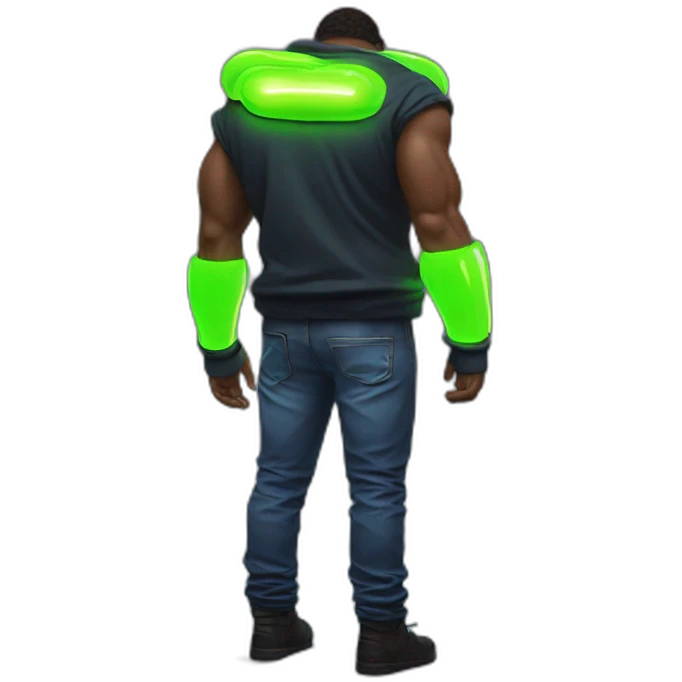 Juicy booty neon sign style man emoji