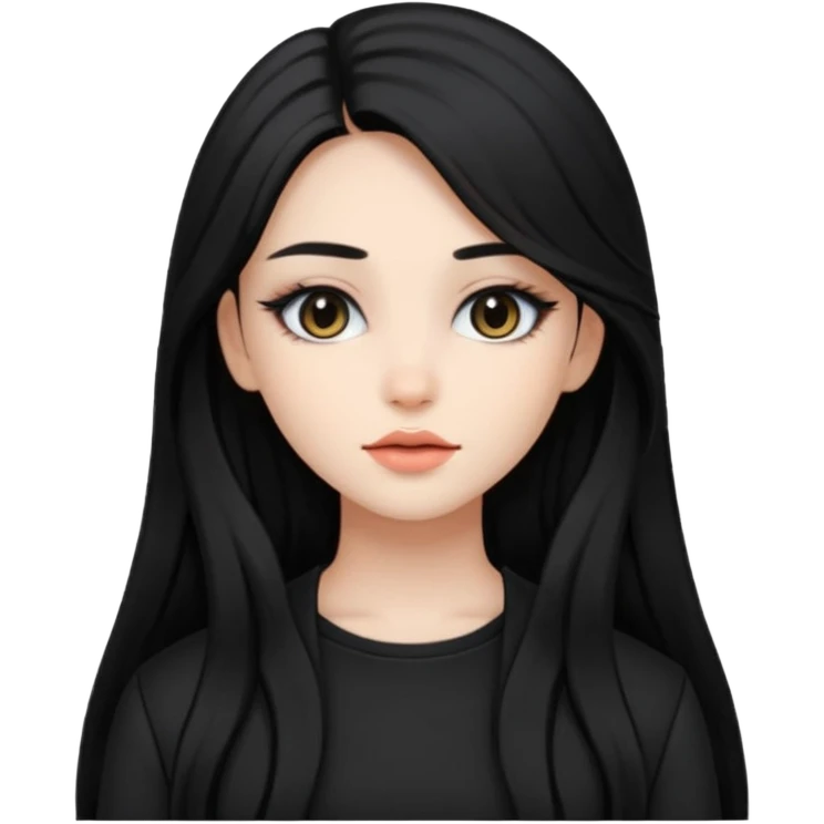 Girl with black and long hair with aesthetic clothes and with aesthetic makeup  emoji