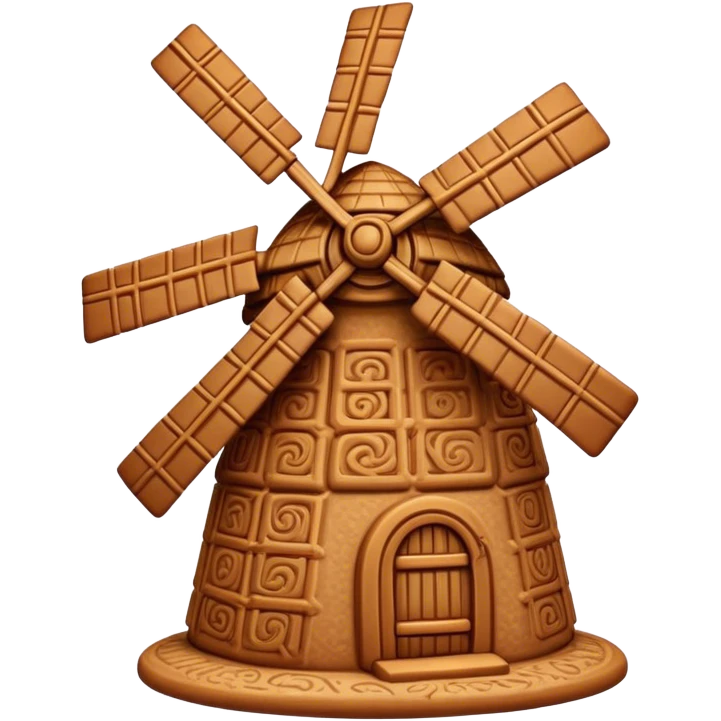 Speculaas Cinematic Realistic Speculaas Biscuit Emoji, depicted as a spiced speculaas cookie crafted in a charming windmill shape, rendered with intricate textures and warm, inviting lighting. emoji