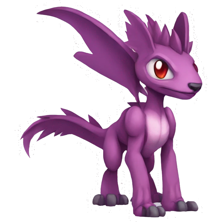 Mauve-maroon-red-violet-colored edgy anthro-genesect-raptor-scalie-sona-Fakémon-hybrid with a mane on head and back full body emoji