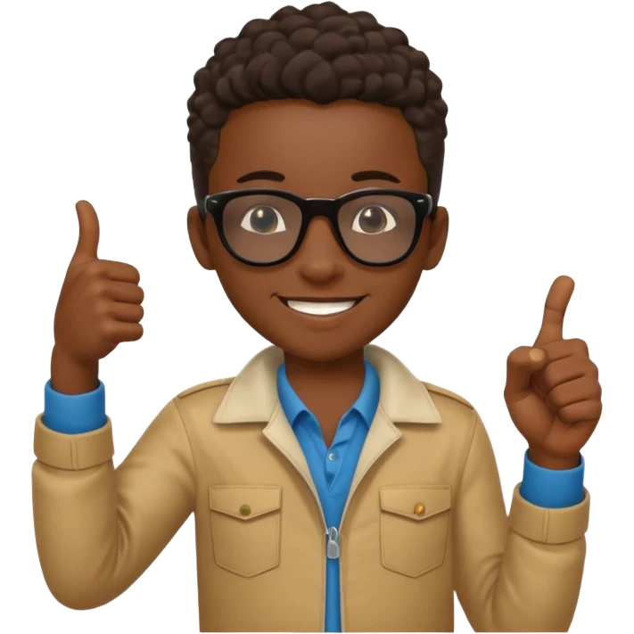 Creat light black kid with this "👍, 👈, 😀, 😎, reaction and make him habesha emoji