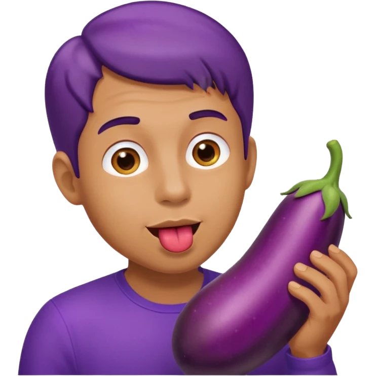 Man licking eggplant emoji
