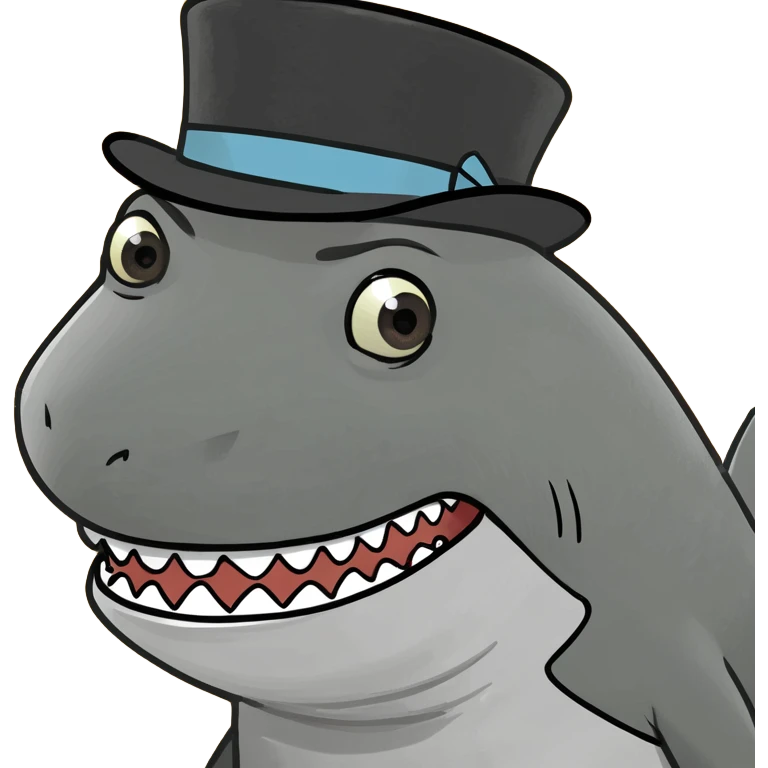 Shark with a top hat emoji