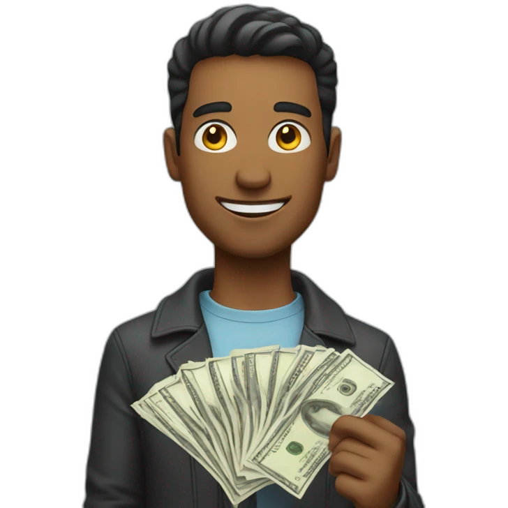 a man holding cash emoji