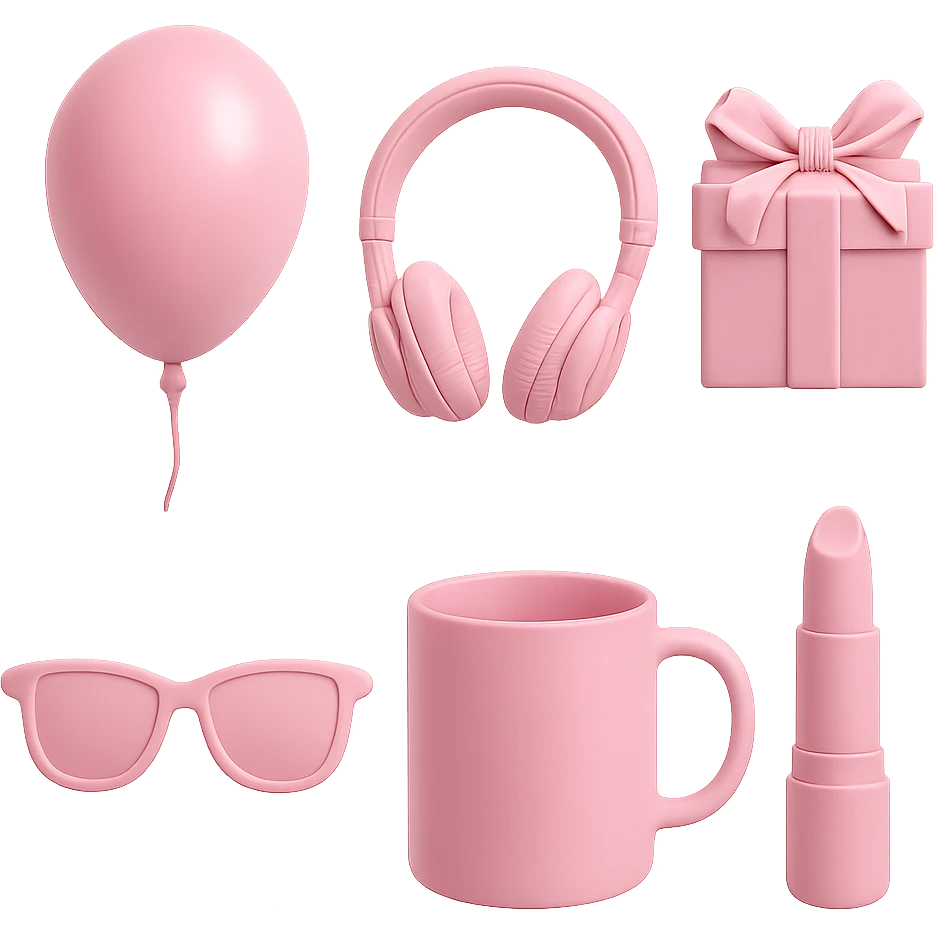 pink objects, no background emoji