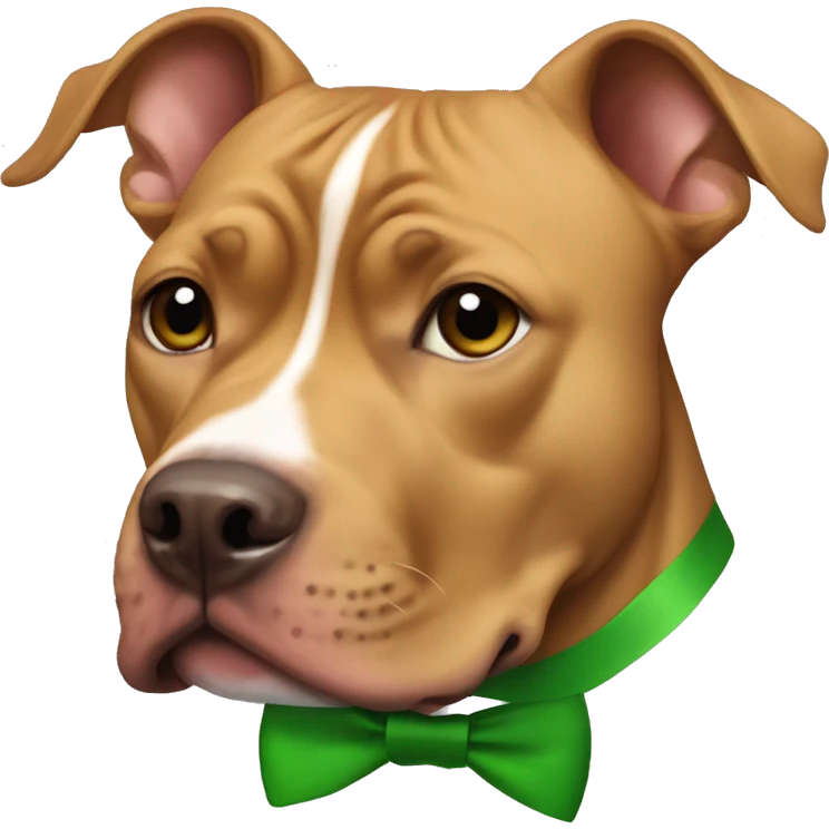 Light brown pitbull with ears cropped and green bows emoji