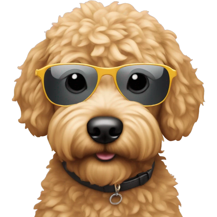 a mini golden doodle with sunglasses on emoji
