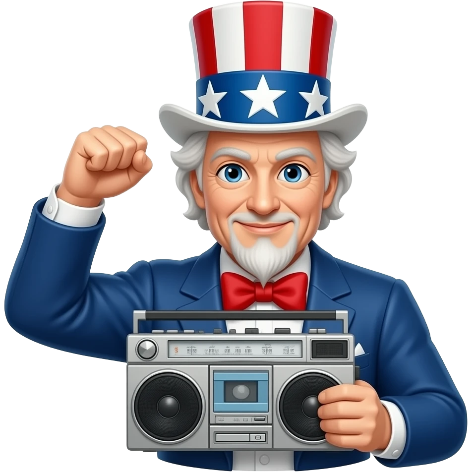 Uncle Sam with a boombox emoji