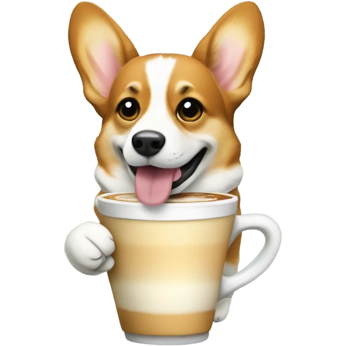 Corgi holding a latte emoji