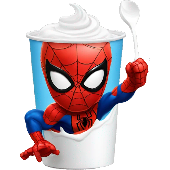 Spiderman tomando yogurt emoji