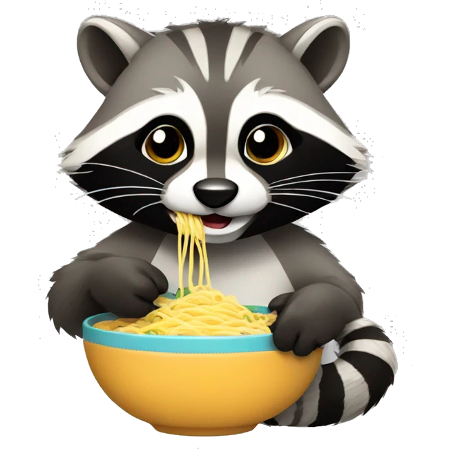 Raccon eating noodles emoji