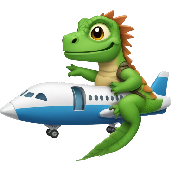 An iguana riding on an airplane  emoji