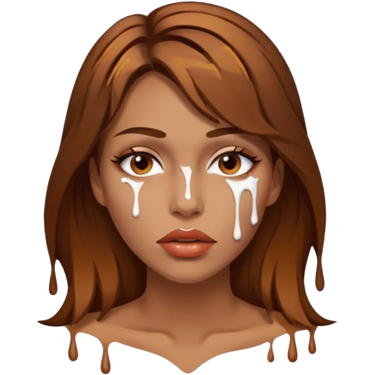 Brown Hair, Woman, white paint drip, face, hot, Sexy, lips emoji