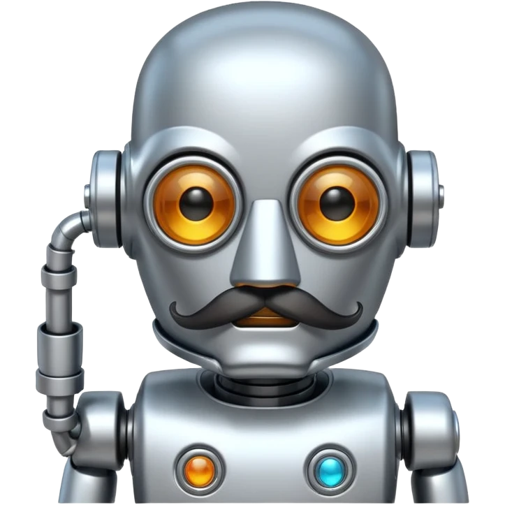 Robot with a handlebar moustache  emoji