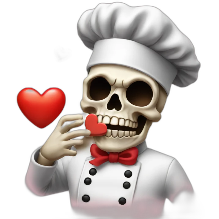 Skull chef blowing kiss heart emoji