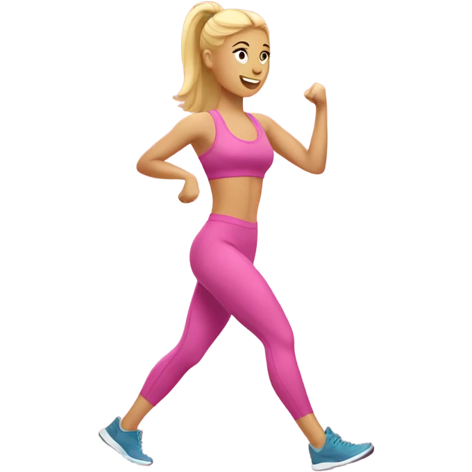 blonde woman working out in pink emoji