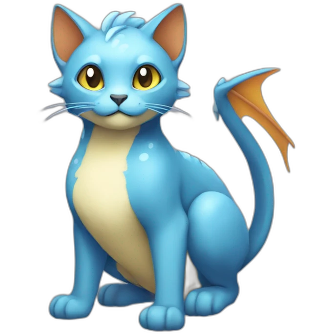 Sitting-bicolor-cat-dragon-type-pokemon emoji