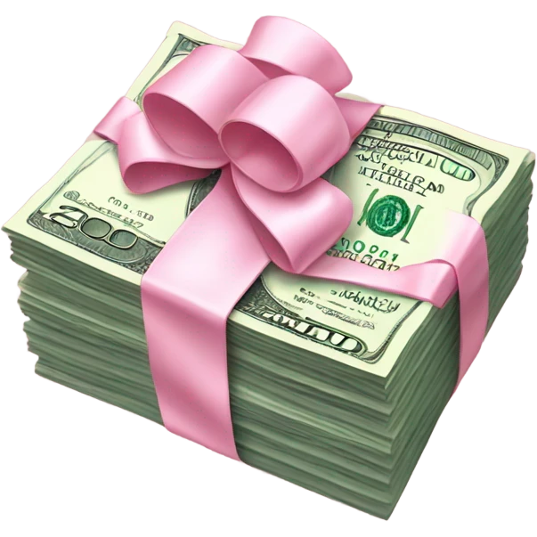 stack of money with baby pink bow emoji