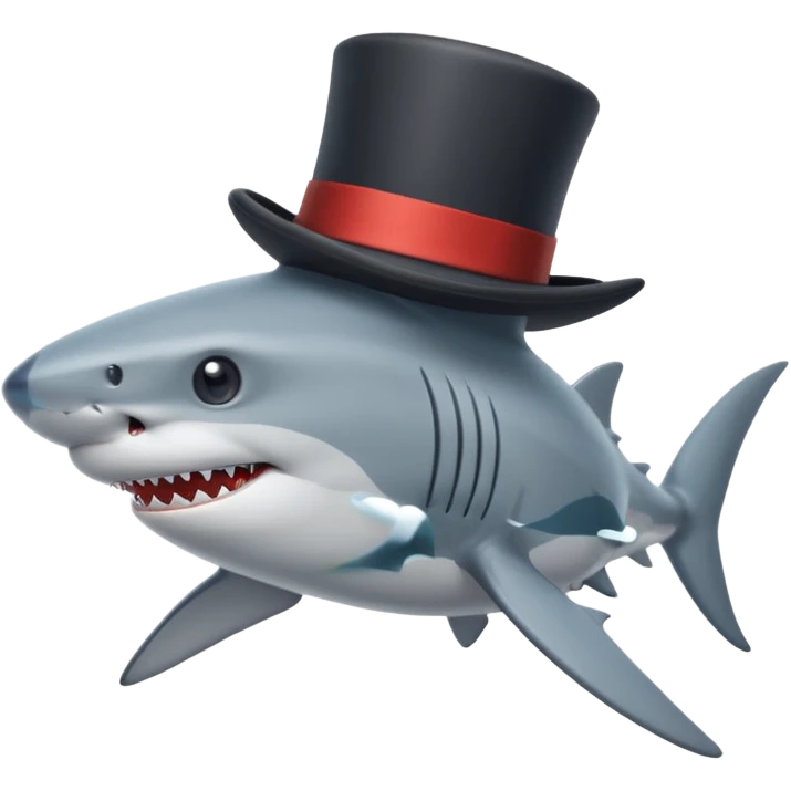 Shark with a top hat emoji