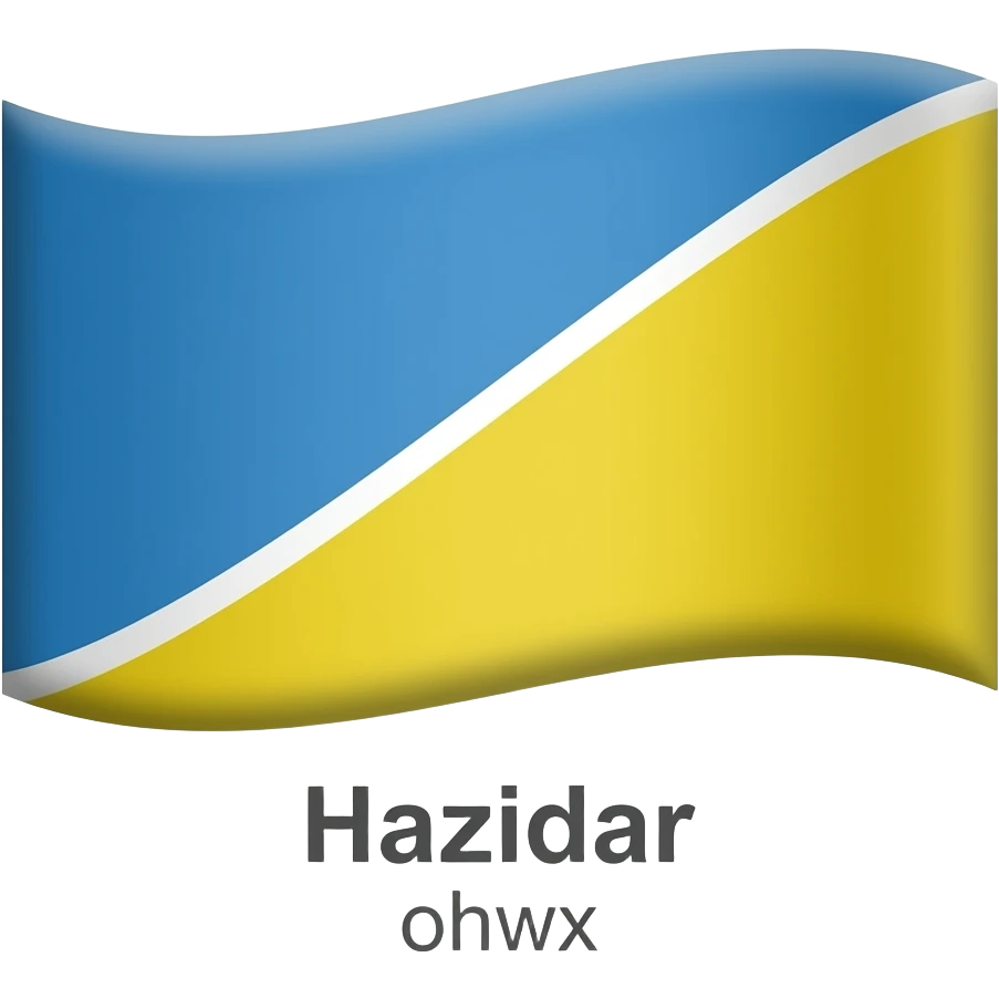 Blue and yellow flag with big white line, hazara flag emoji